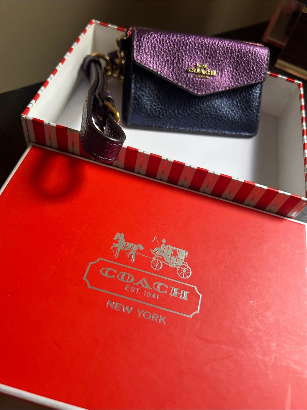 💚 COACH COLOR BLOCK mini wallet with keychain and wristlet loop NEW RARE !!!
